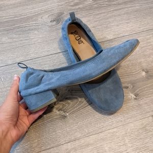 Blue suede heels